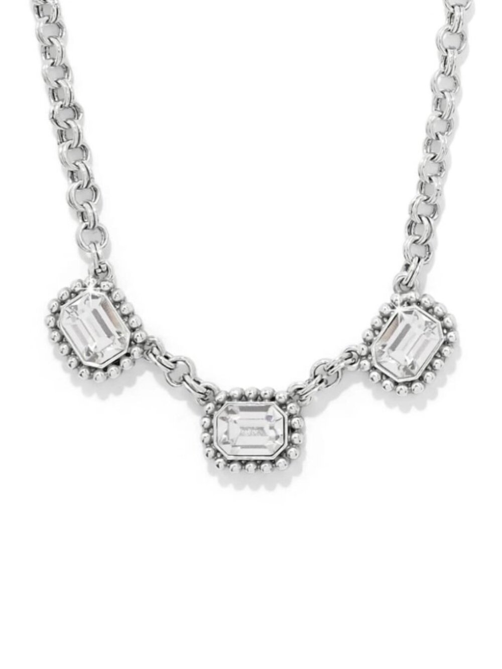 New Brighton Silver Plated Crystal Twinkle Luxe Trio Stationary Pendant Necklace